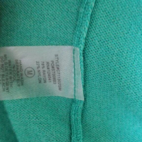 Red brand Ruffle layered Open Front Cardigan Sweater emerald green color size M - Picture 4 of 6